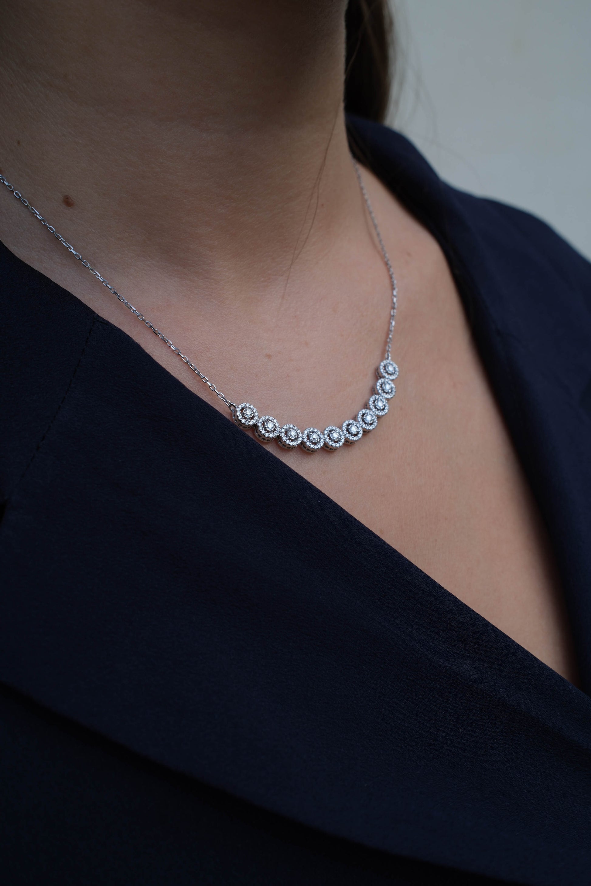 Multi-Halo Diamond Necklace